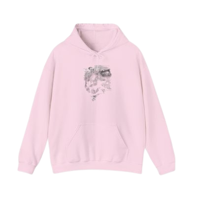Pink Hoodie Brain Barf "all white logo"